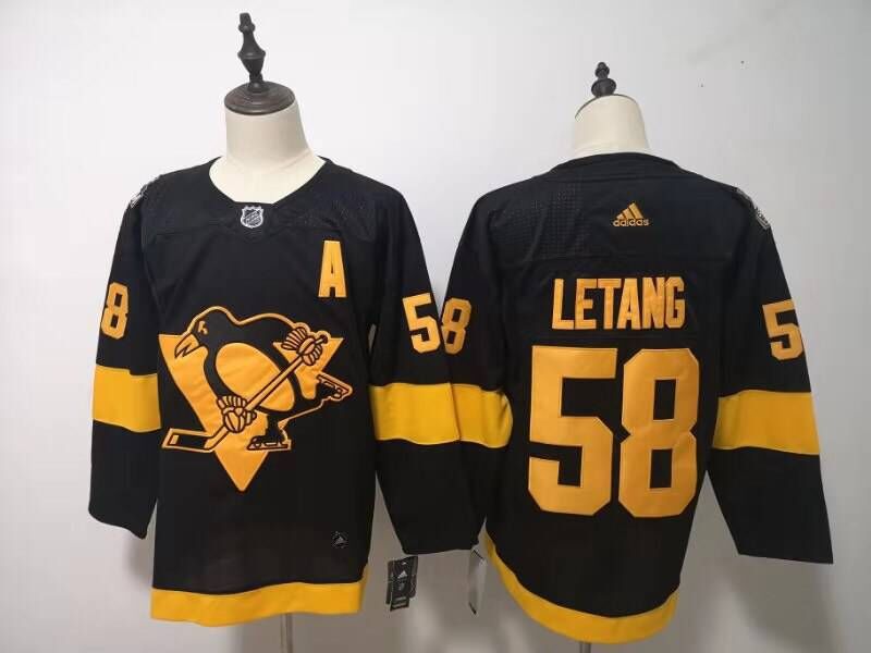 Men Pittsburgh Penguins #58 Letang Black Adidas Third Edition Adult NHL Jersey